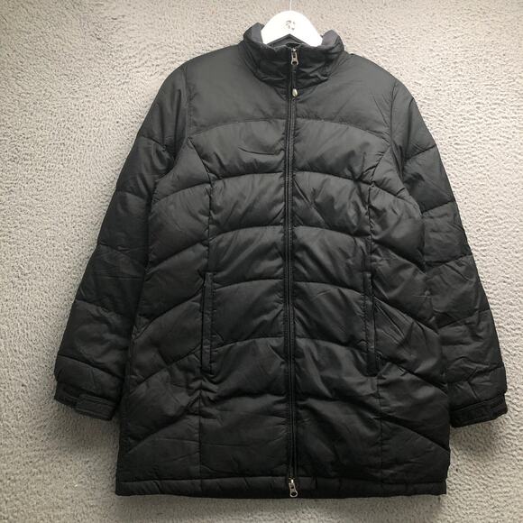 LL Bean Quilted Down Puffer Coat Jacket Womens Small Full Zip Pocket Black - Picture 1 of 8